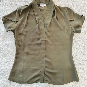 Calvin Klein Women's Khaki Blouse Casual Career Normcore